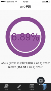 血糖値の入力画面